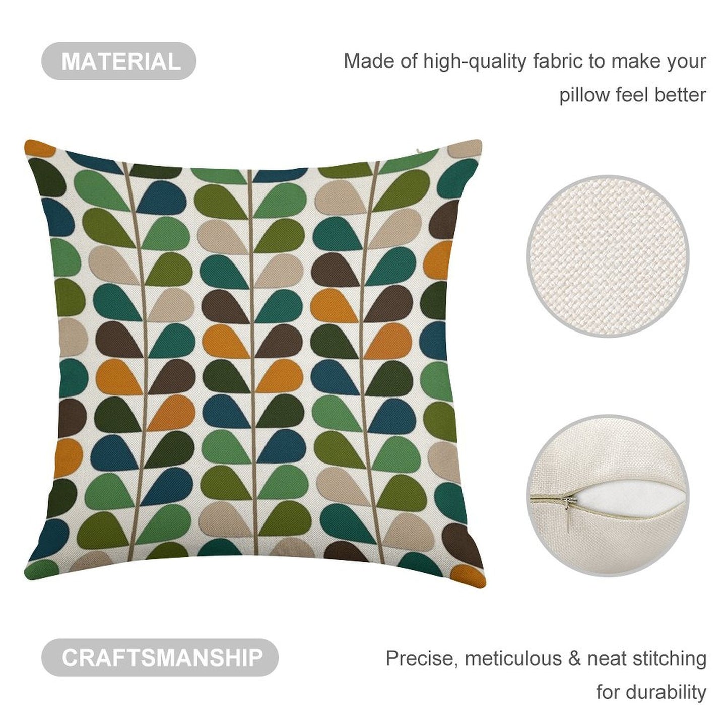 Retro 60s Mid Century Modern Pattern 2 Linen Throw Pillow Cover