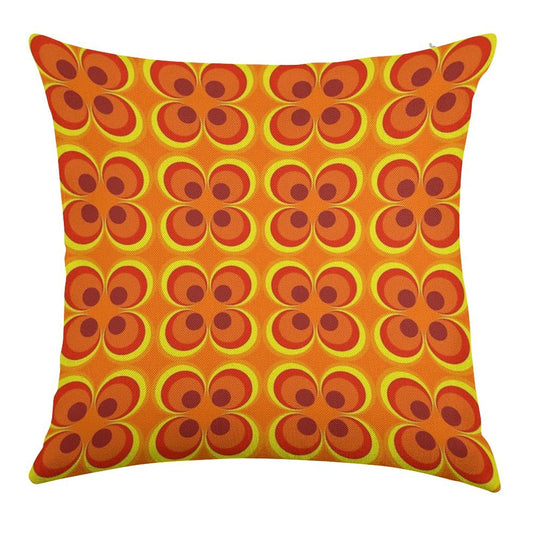 1970s Burnt Orange Retro Design Linen Throw Pillow Cover