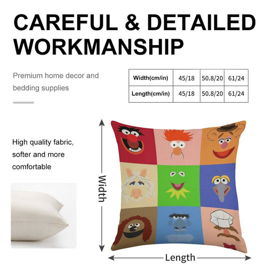 Muppets Linen Throw Pillow Cover