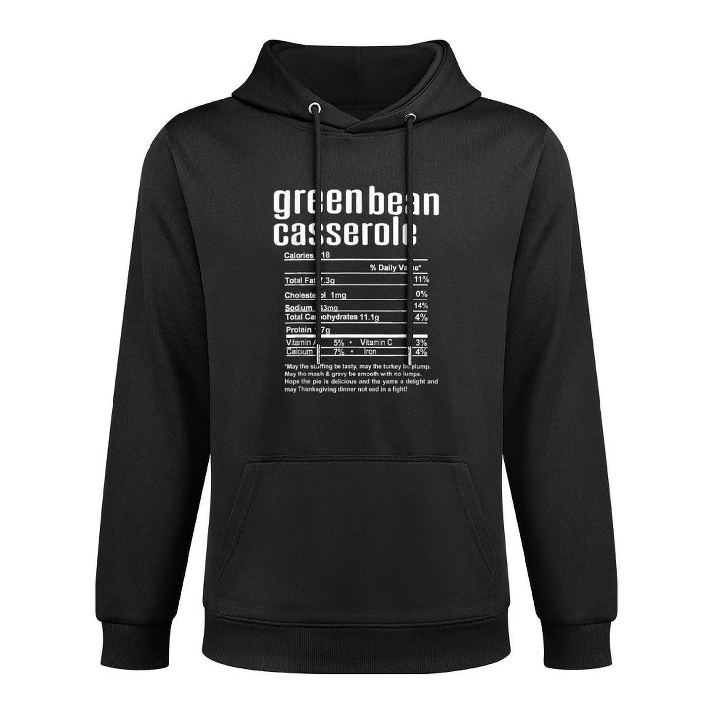 Thanksgiving Christmas Green Bean Casserole Nutritional Fact Kangaroo Pocket Hoodie