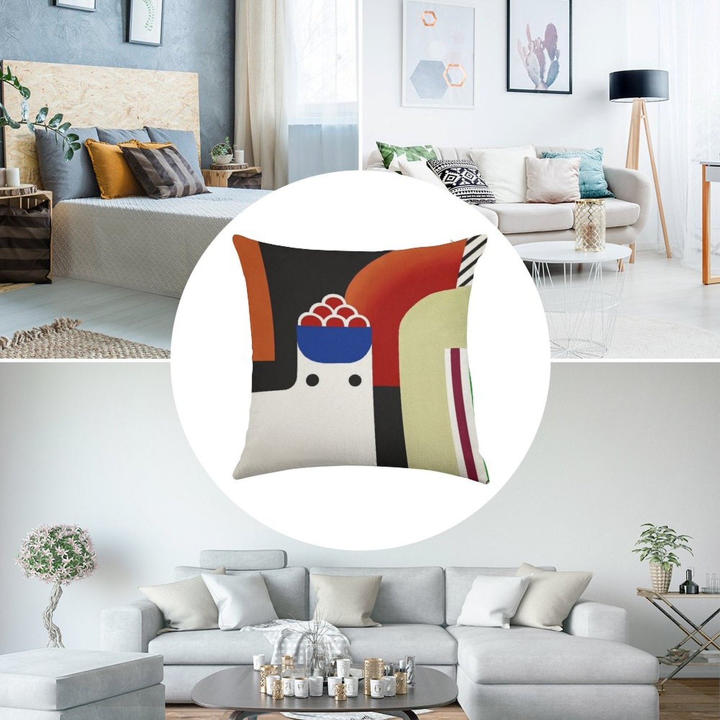 Silly Cat Linen Throw Pillow Cover