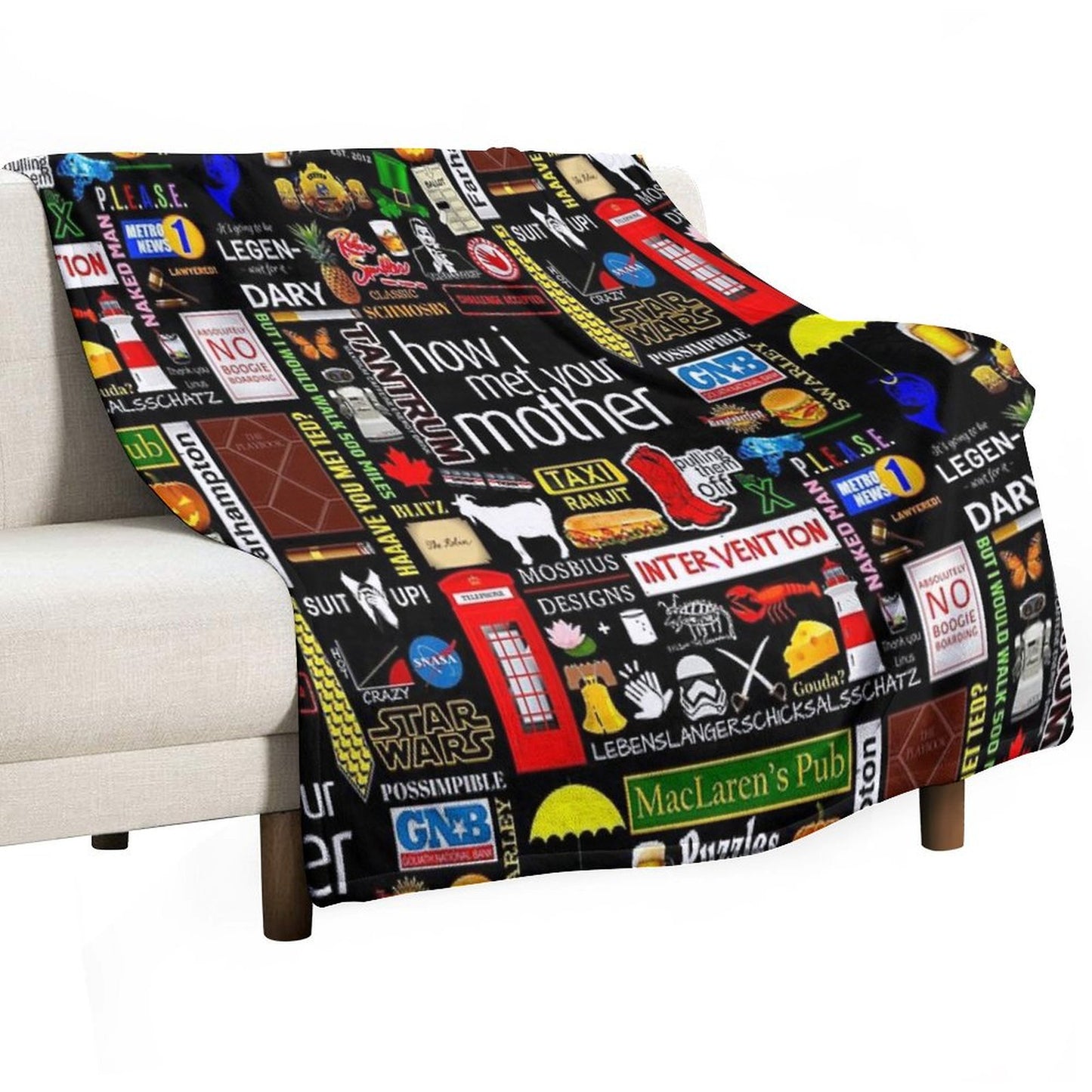 How I Met Your Mother Collage Poster Iconographic - Infographic Throw Blanket