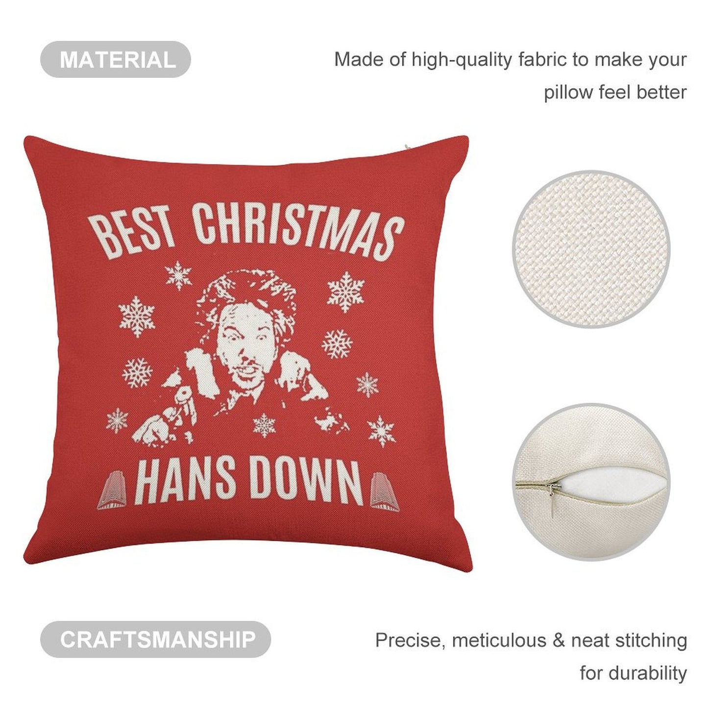 Die Hard Best Christmas Hans Down Linen Throw Pillow Cover