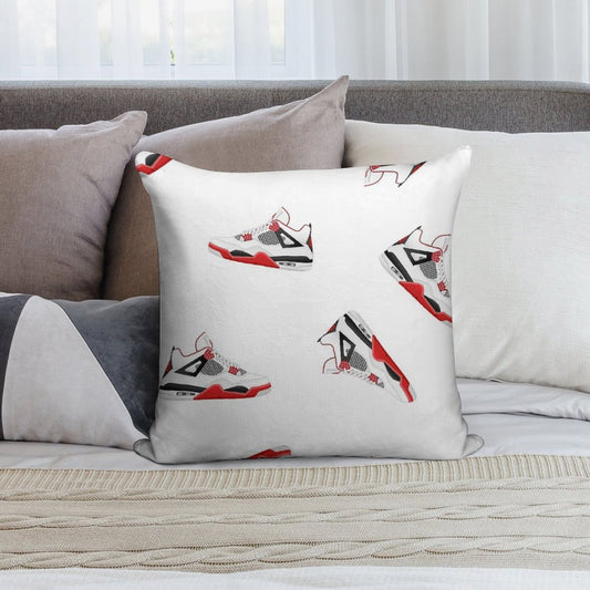 Jordan 4 X Fire Red Shoe Design Soft Durable Construction Throw Pillow