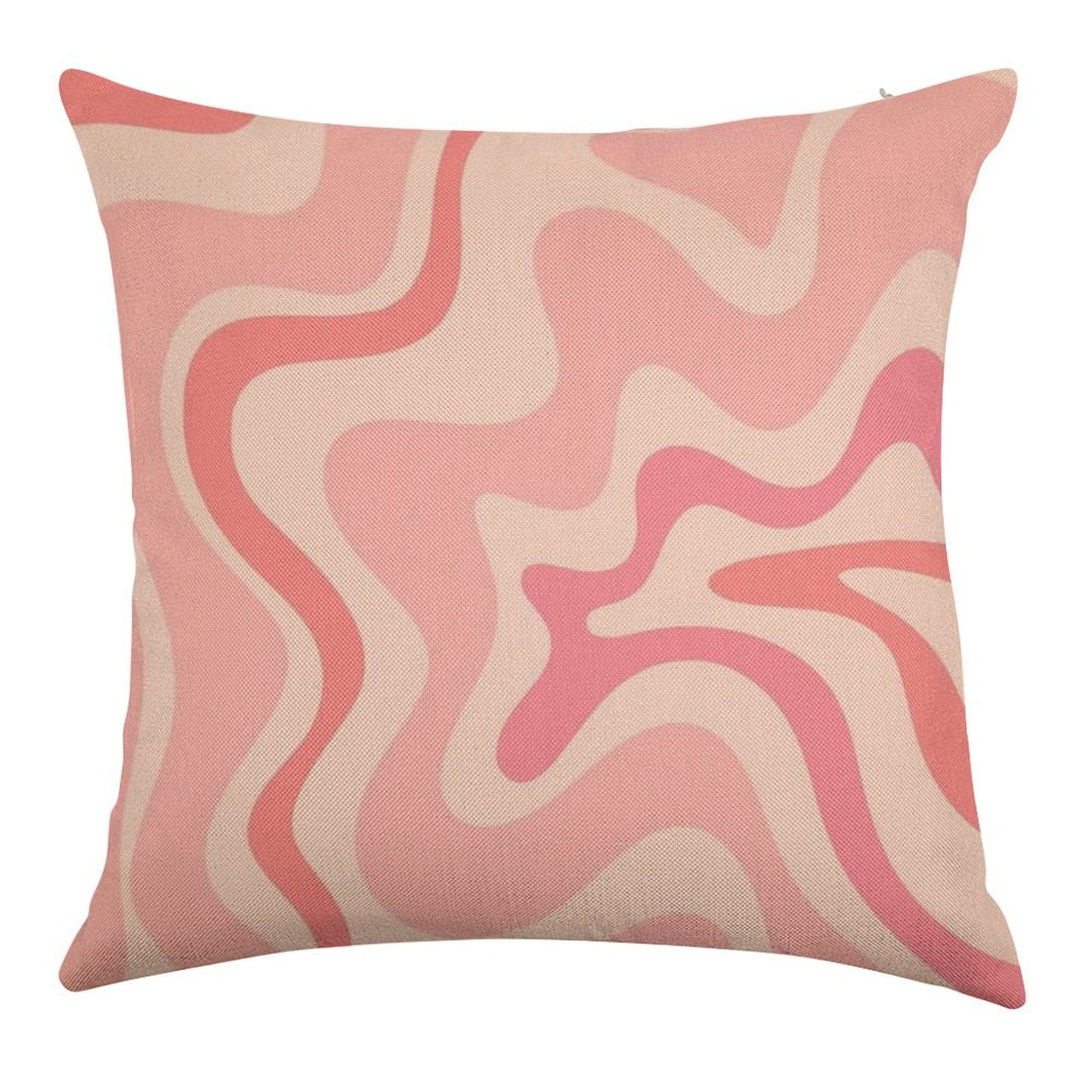 Liquid Swirl Retro Contemporary Abstract in Soft Blush Pink Linen Throw Pillow Cover