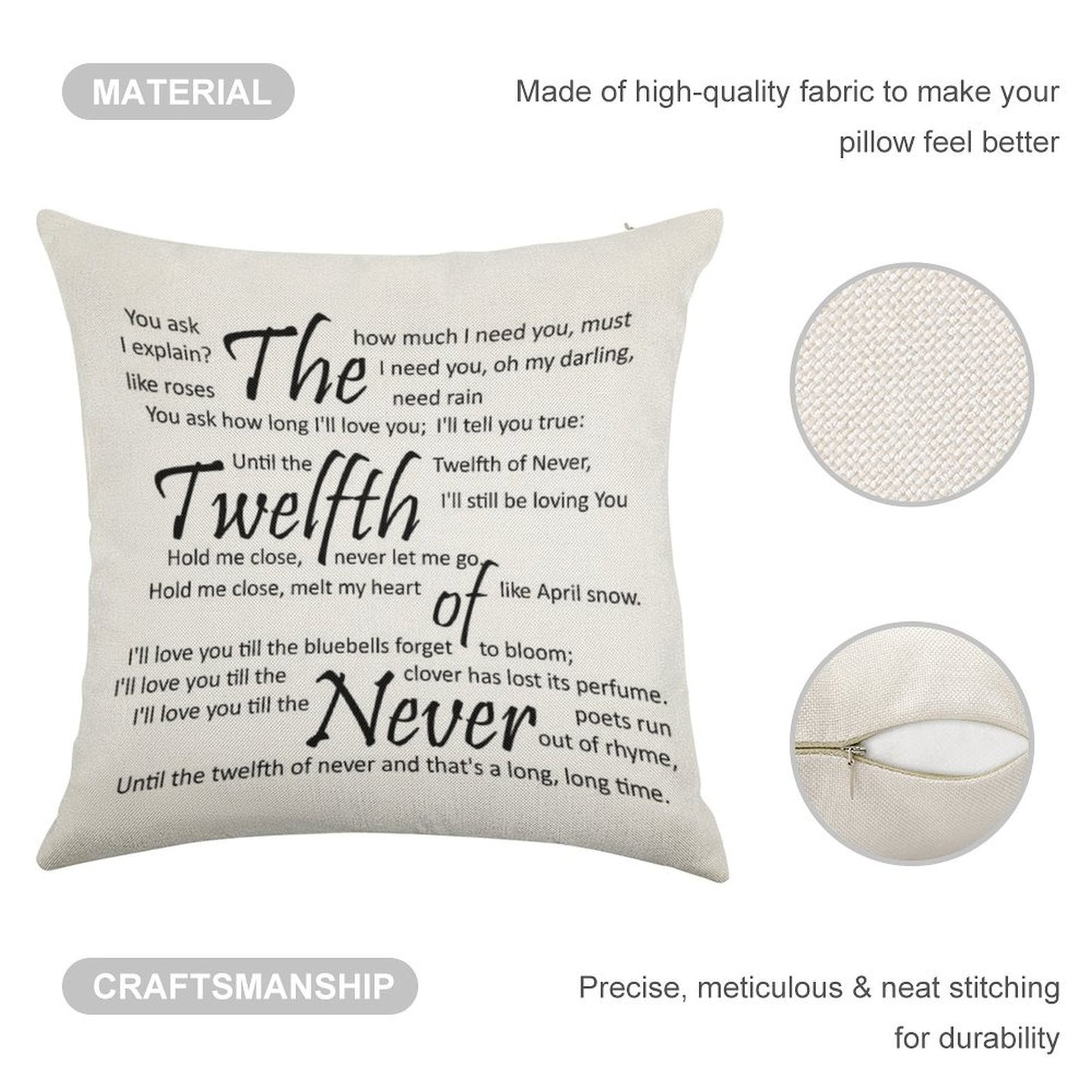 The Twelfth of Never Linen Throw Pillow Cover