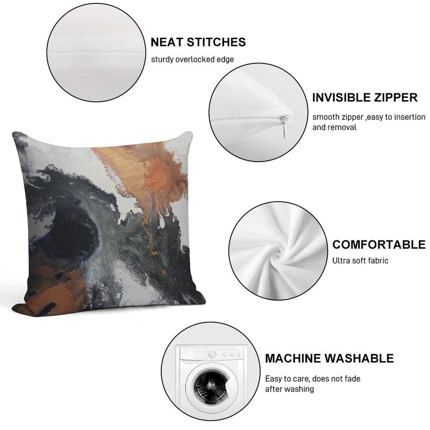 Mono Copper Soft Style Accent Throw Pillow