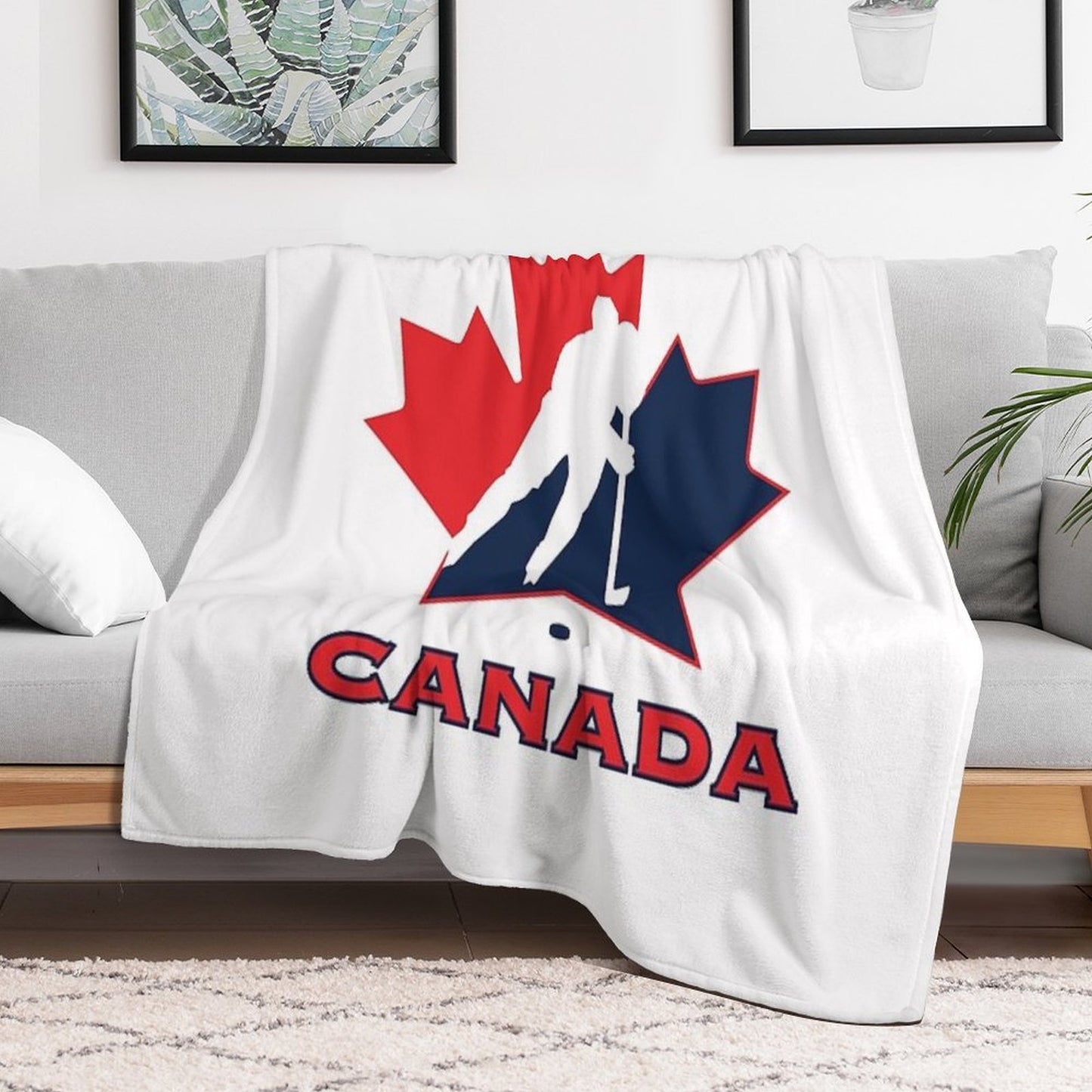 Hockey, Canada Throw Blanket