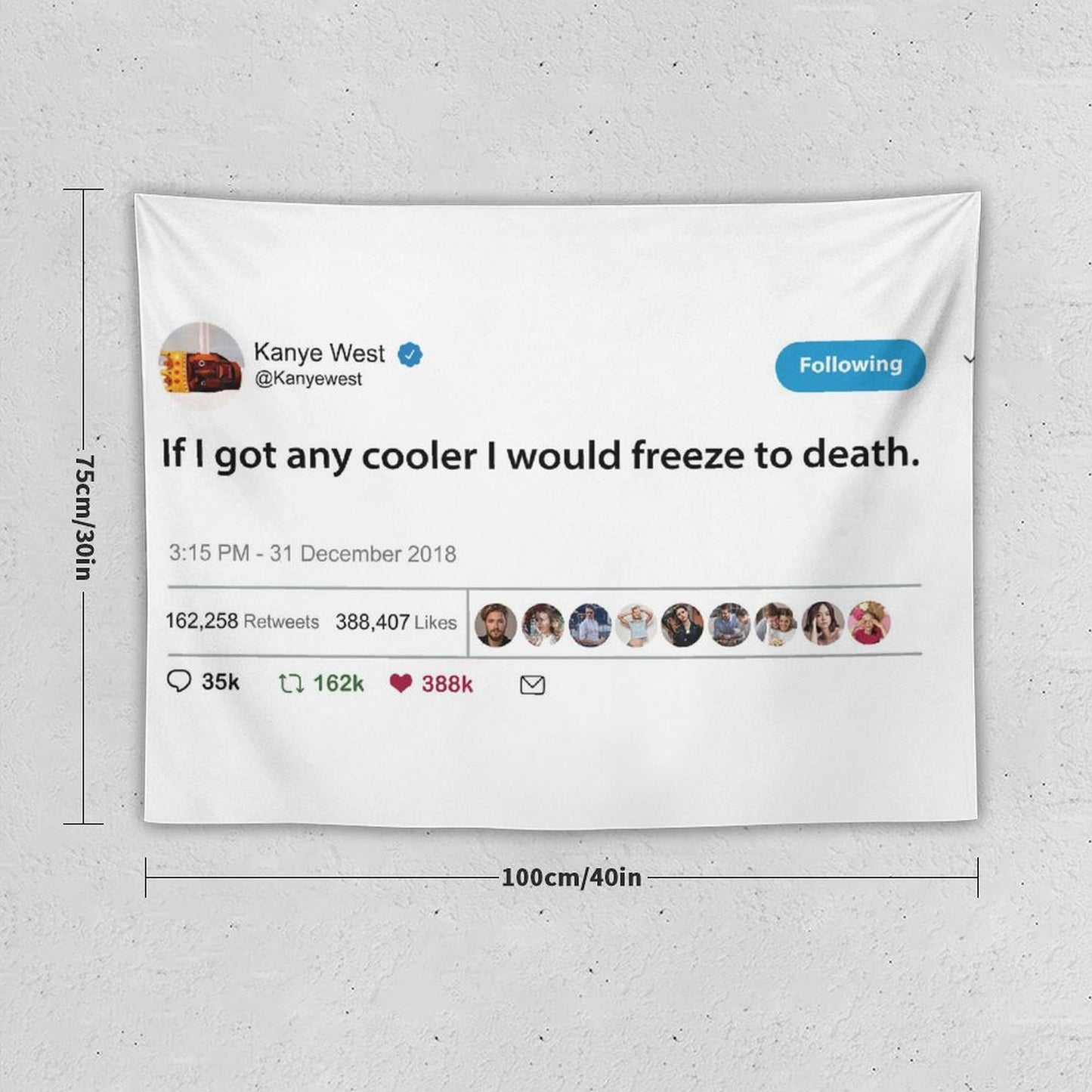 Kanye Tweet If I Got Any Cooler I Would Freeze to Death Tapestry