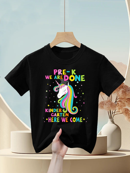 Pre-K Graduation Magical Unicorn KINDERGARTEN Here We Come Kids T-Shirt