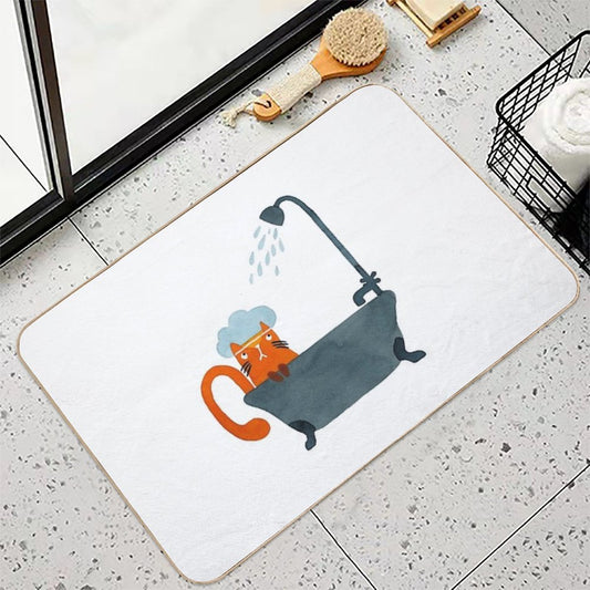 Showers Incoming Watercolour Cat Painting Bath Mat