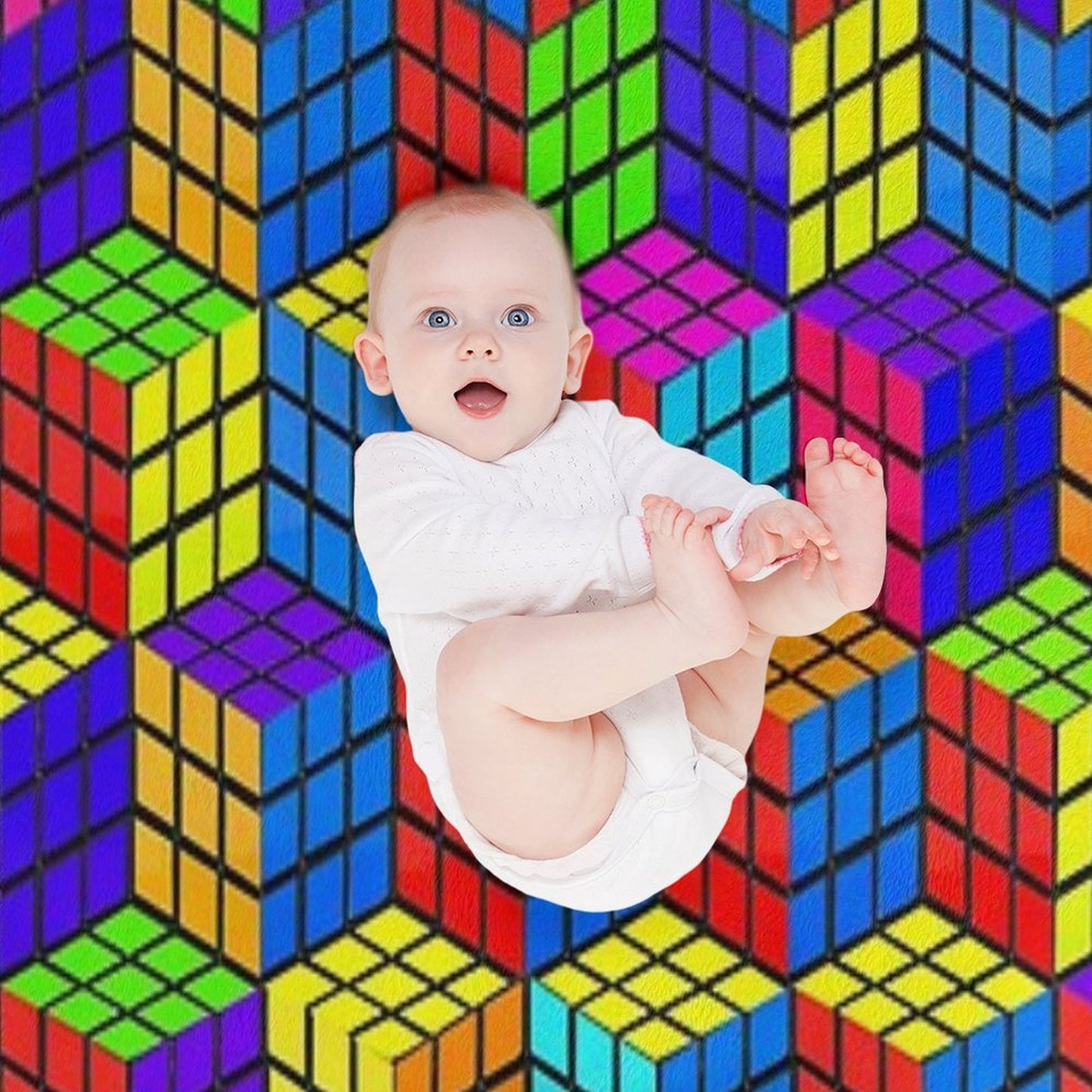 Rubik's Illusion Throw Blanket