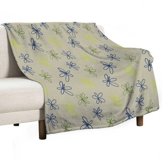 Daisy Whispers - Minimalist Leaf Pattern Throw Blanket