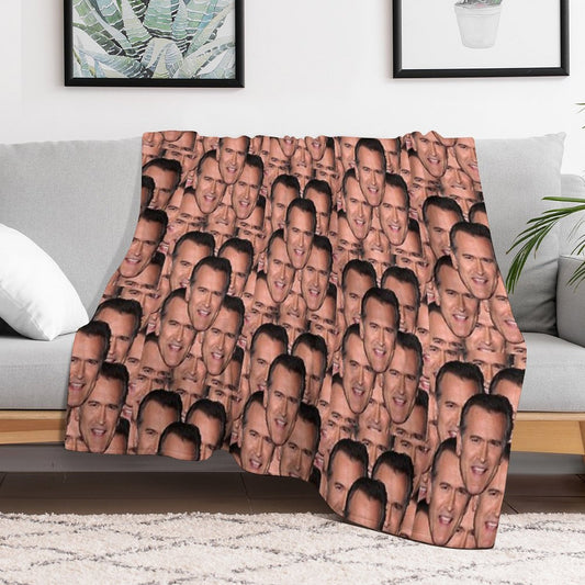 Bruce Campbell Evil Dead Head Shot Throw Blanket
