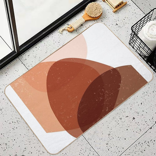 Terracotta Abstract 70 - Modern, Contemporary Art - Abstract Organic Shapes - Minimal - Brown Bath Mat