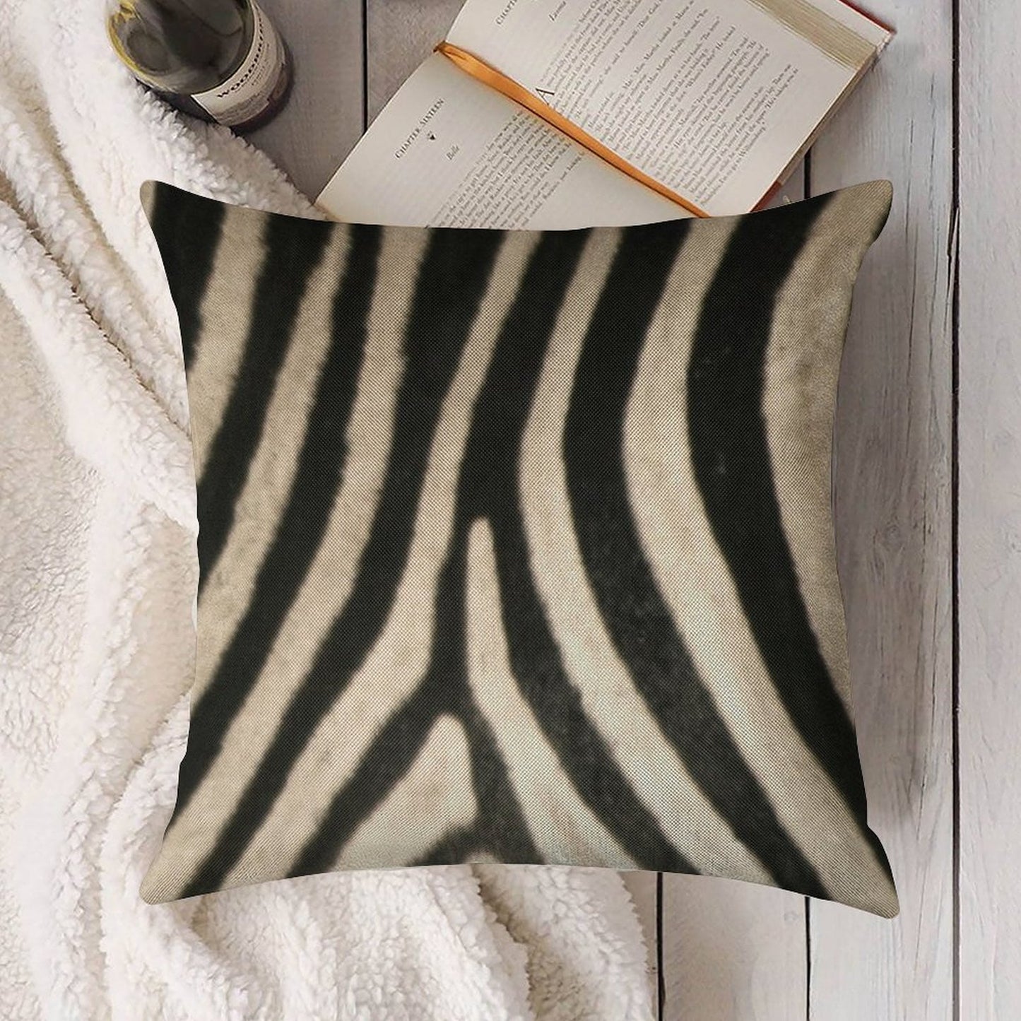 Zebra Print. Safari Animal Lovers Decor. Linen Throw Pillow Cover