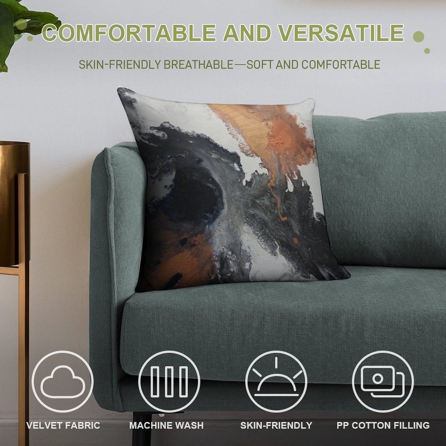 Mono Copper Soft Style Accent Throw Pillow
