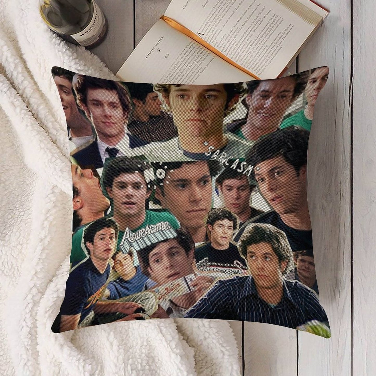 Seth Cohen Collage Linen Throw Pillow Cover