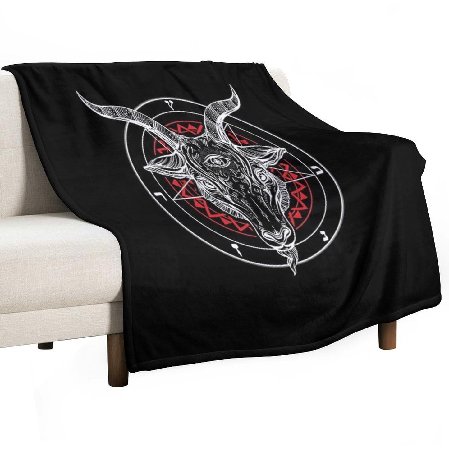 Satanic Goat Baphomet Circle Satan Symbol  Lucifer Devil Throw Blanket