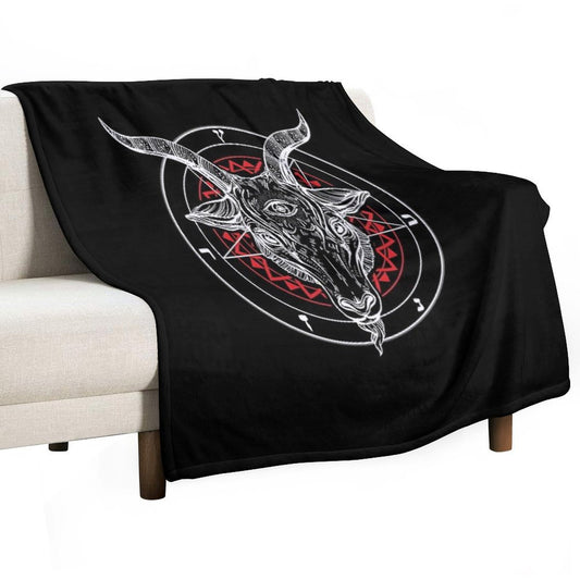 Satanic Goat Baphomet Circle Satan Symbol Lucifer Devil Throw Blanket