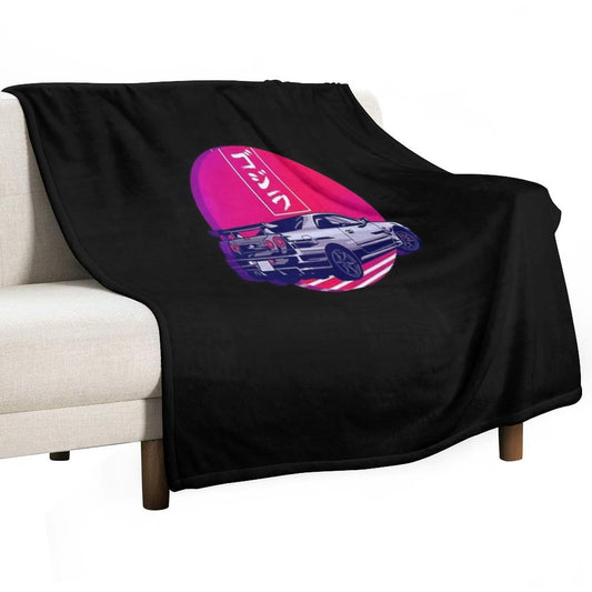 GTR R34 Gojira Sunset Throw Blanket