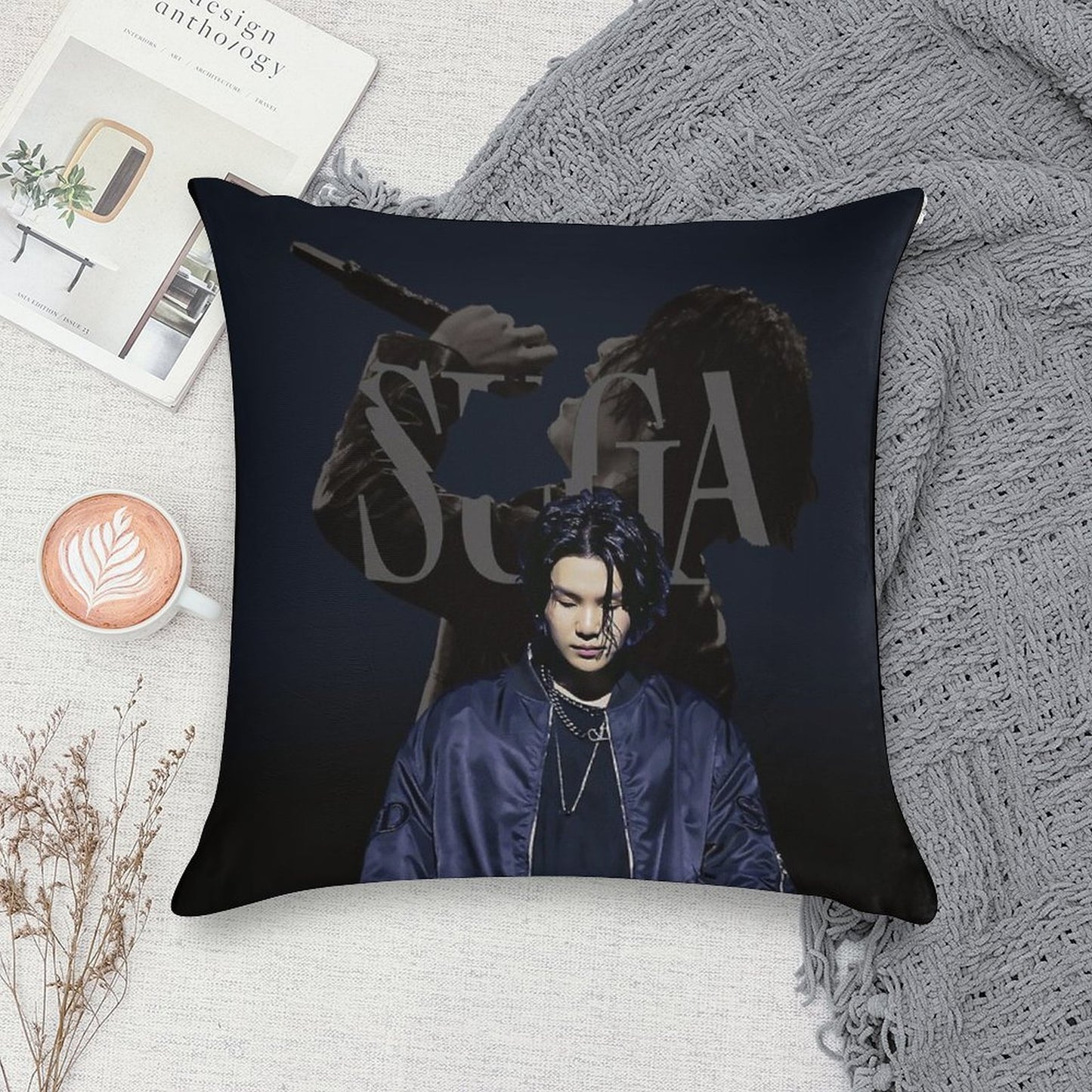 SUGA D-DAY Soft Skin-Friendly Throw Pillow