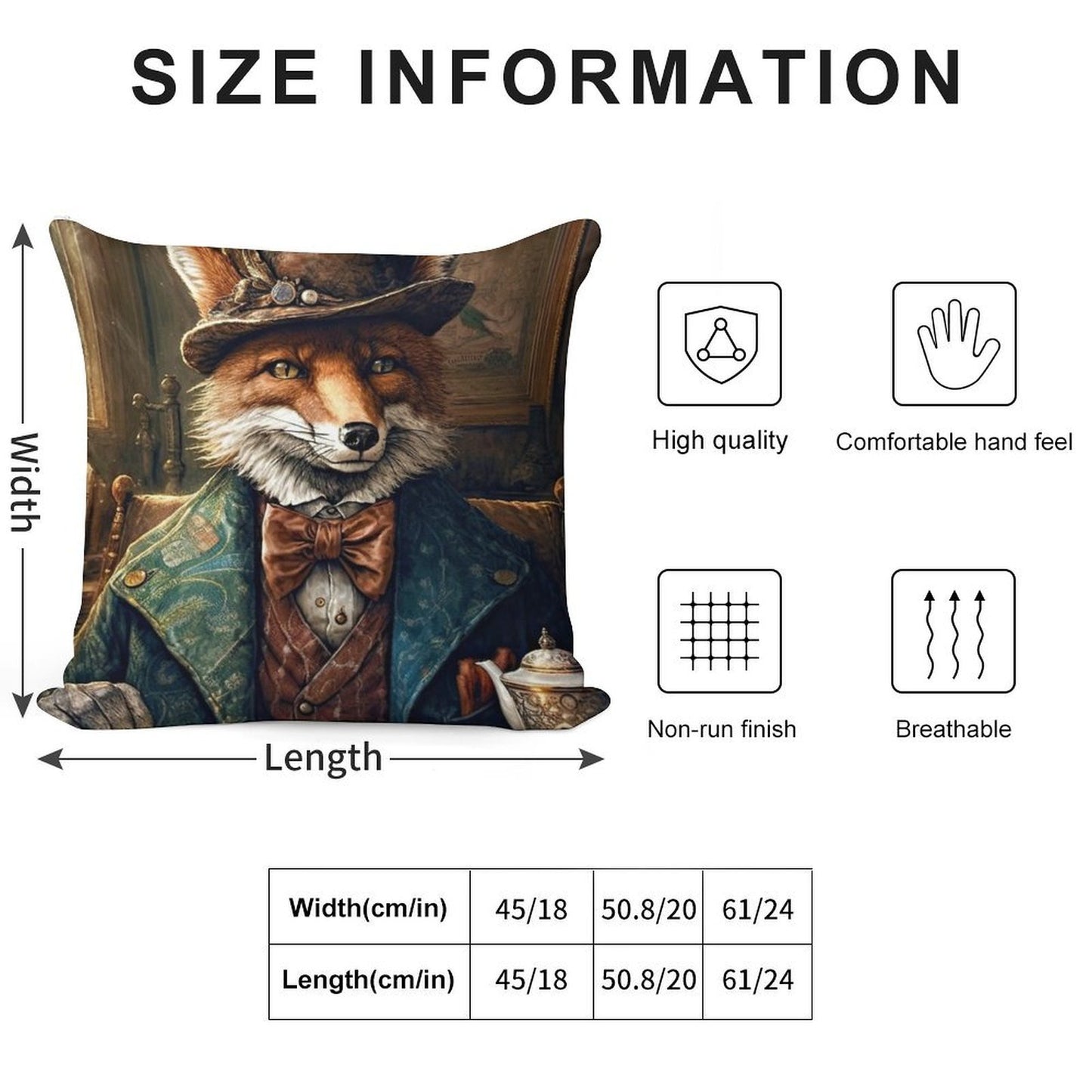 Vintage Victorian Style Mr Frederick Fox Soft Shrink-Resistant Throw Pillow