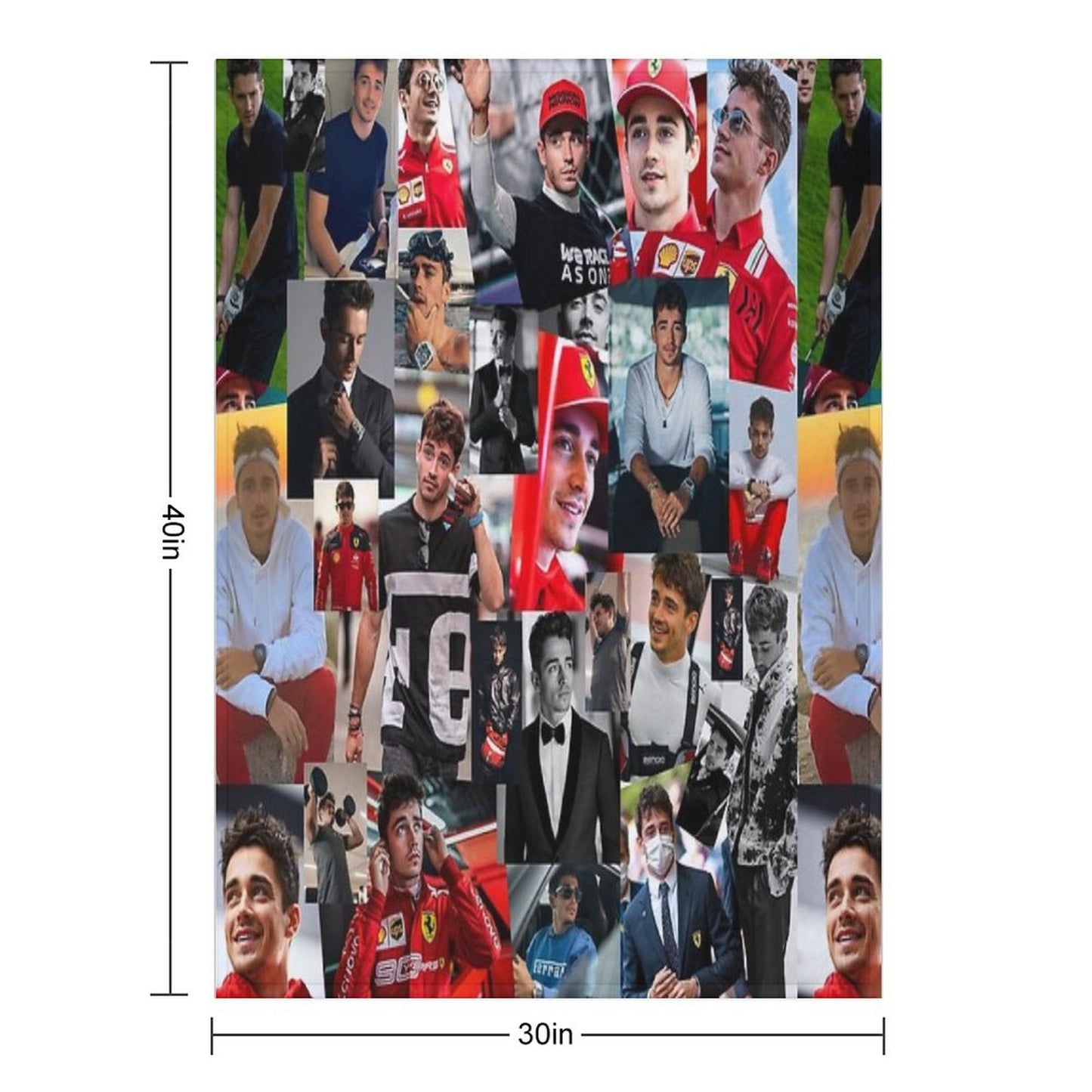 Charles Leclerc Monacan Motorsports Racing Driver Collage Throw Blanket