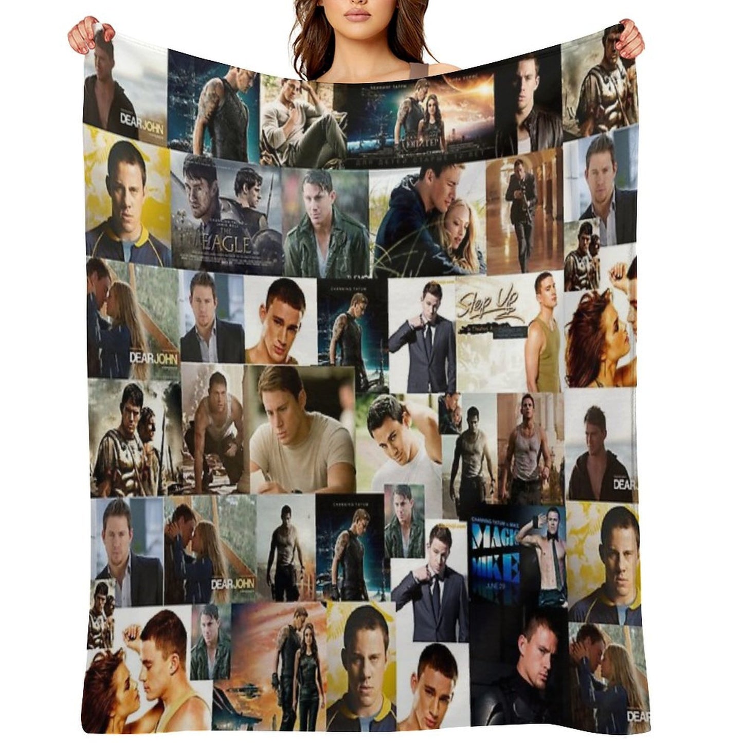 Channing Tatum Seamless Squarish Photo Collage Throw Blanket