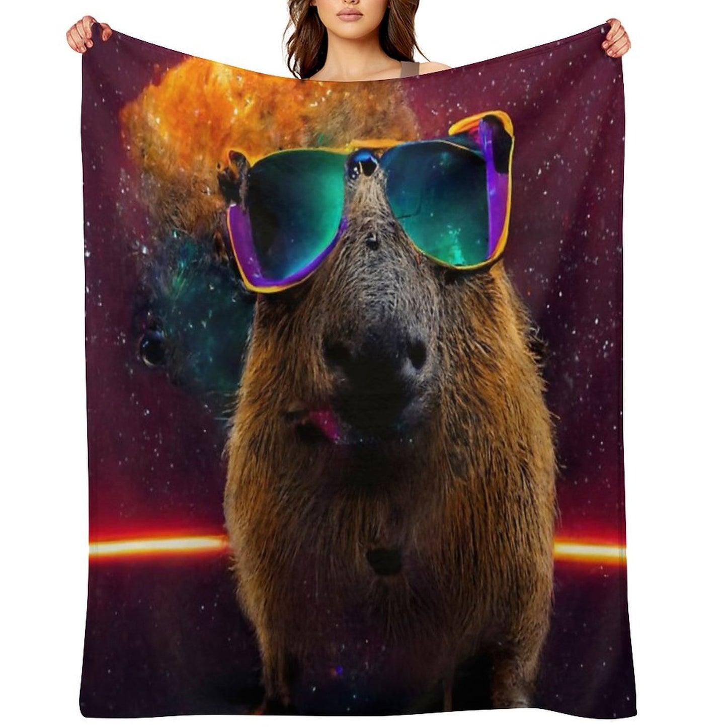 Ok I Pull Up Capybara With Sunglasses Throw Blanket