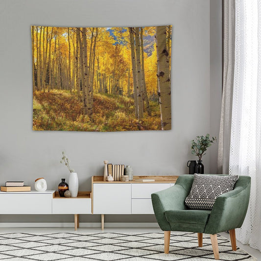 Autumn Aspen Forest Aspen Colorado Panorama Tapestry