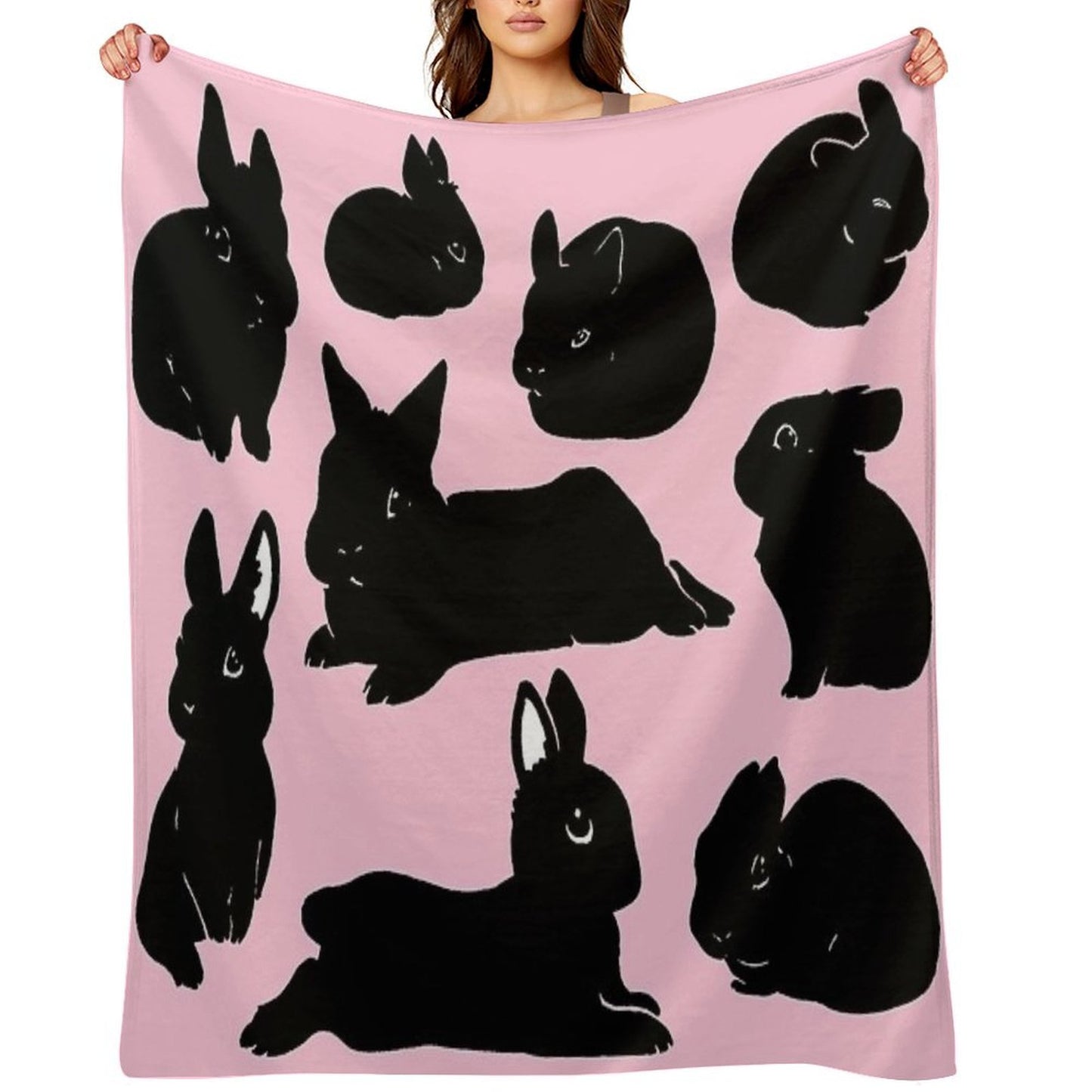 Black Bunny Collection Throw Blanket