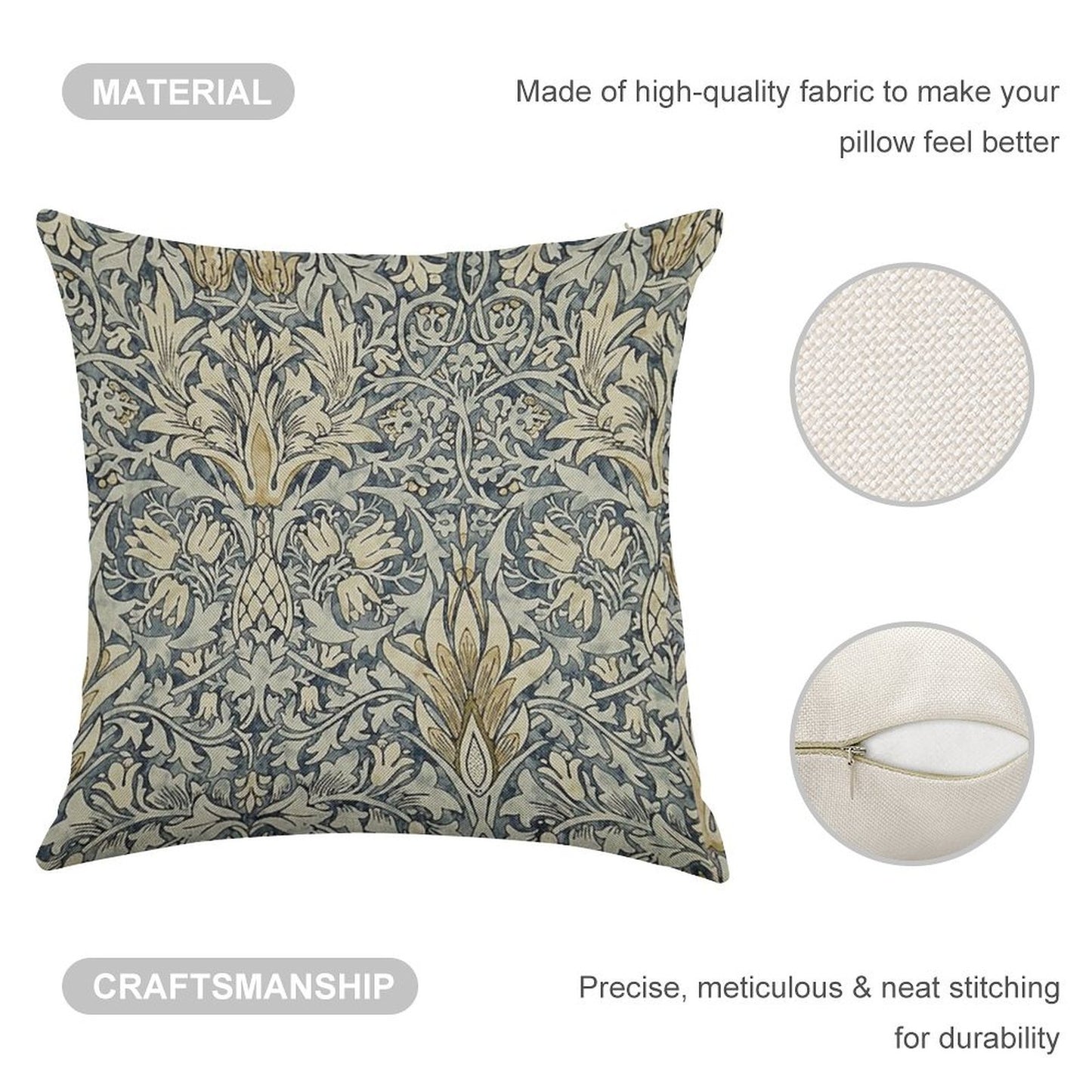 William Morris Snakeshead Pattern Linen Throw Pillow Cover