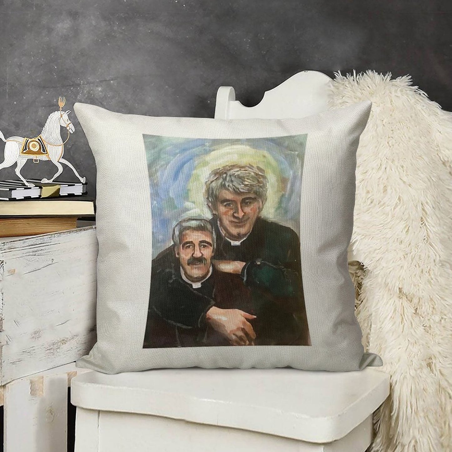 Entertaining Father Stone (Father Ted) Linen Throw Pillow Cover