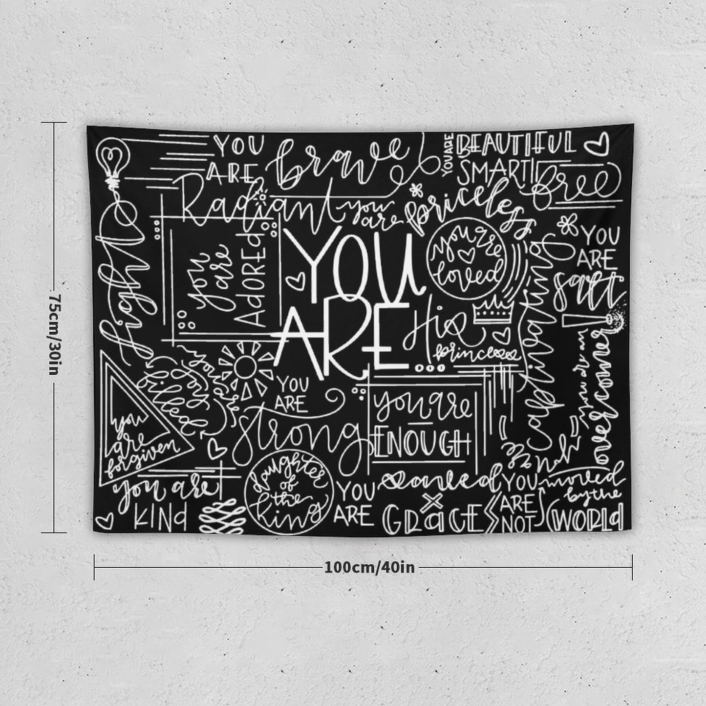 You Are Enough Black Tapestry