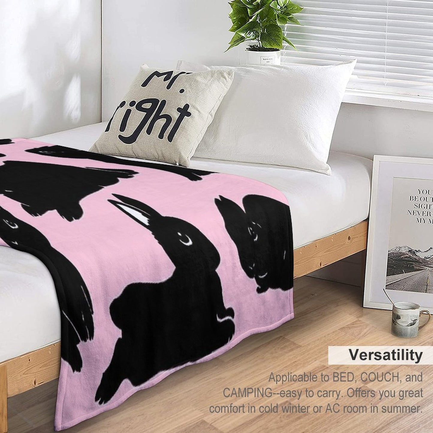 Black Bunny Collection Throw Blanket