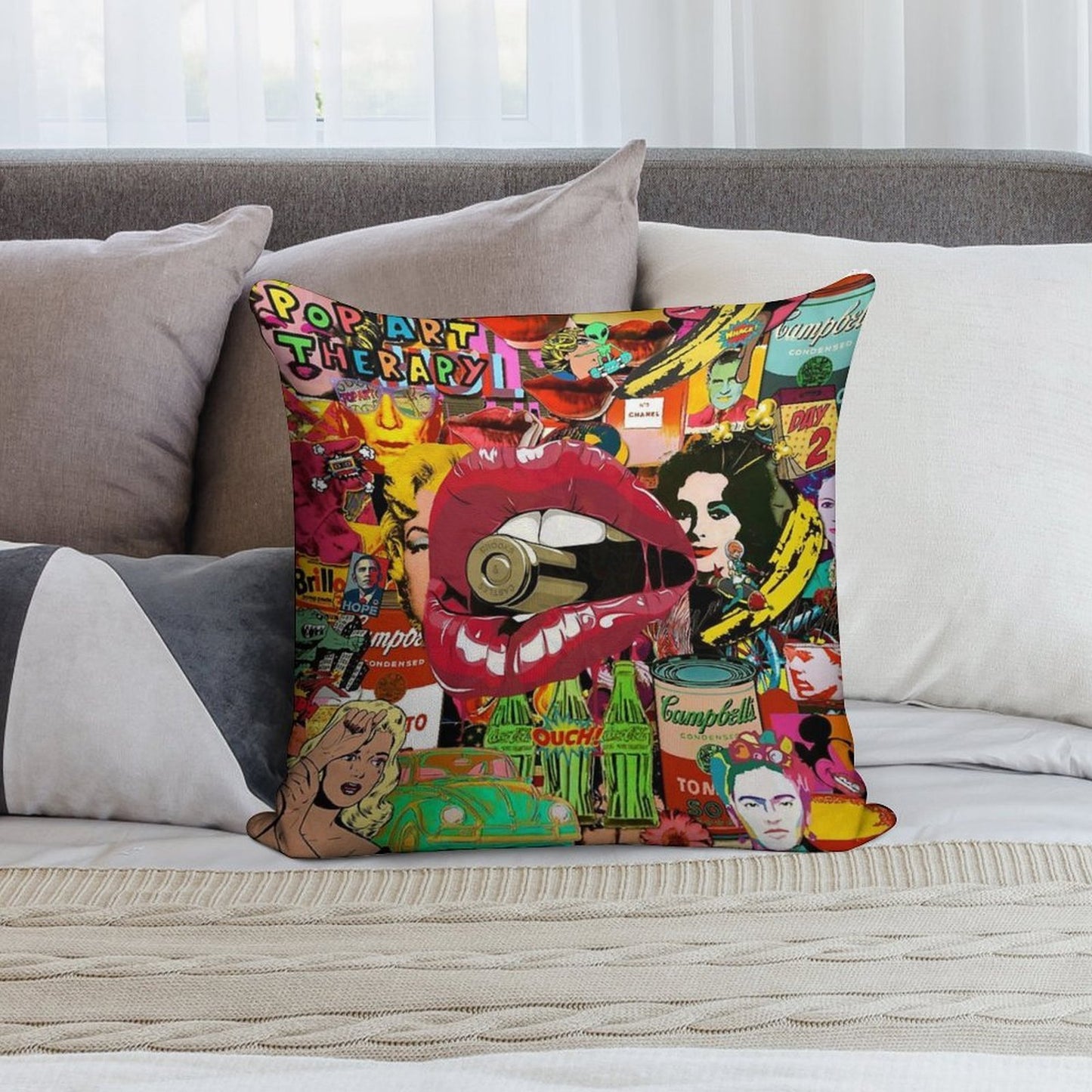 Pop Art Therapy Soft Easy Maintenance Throw Pillow
