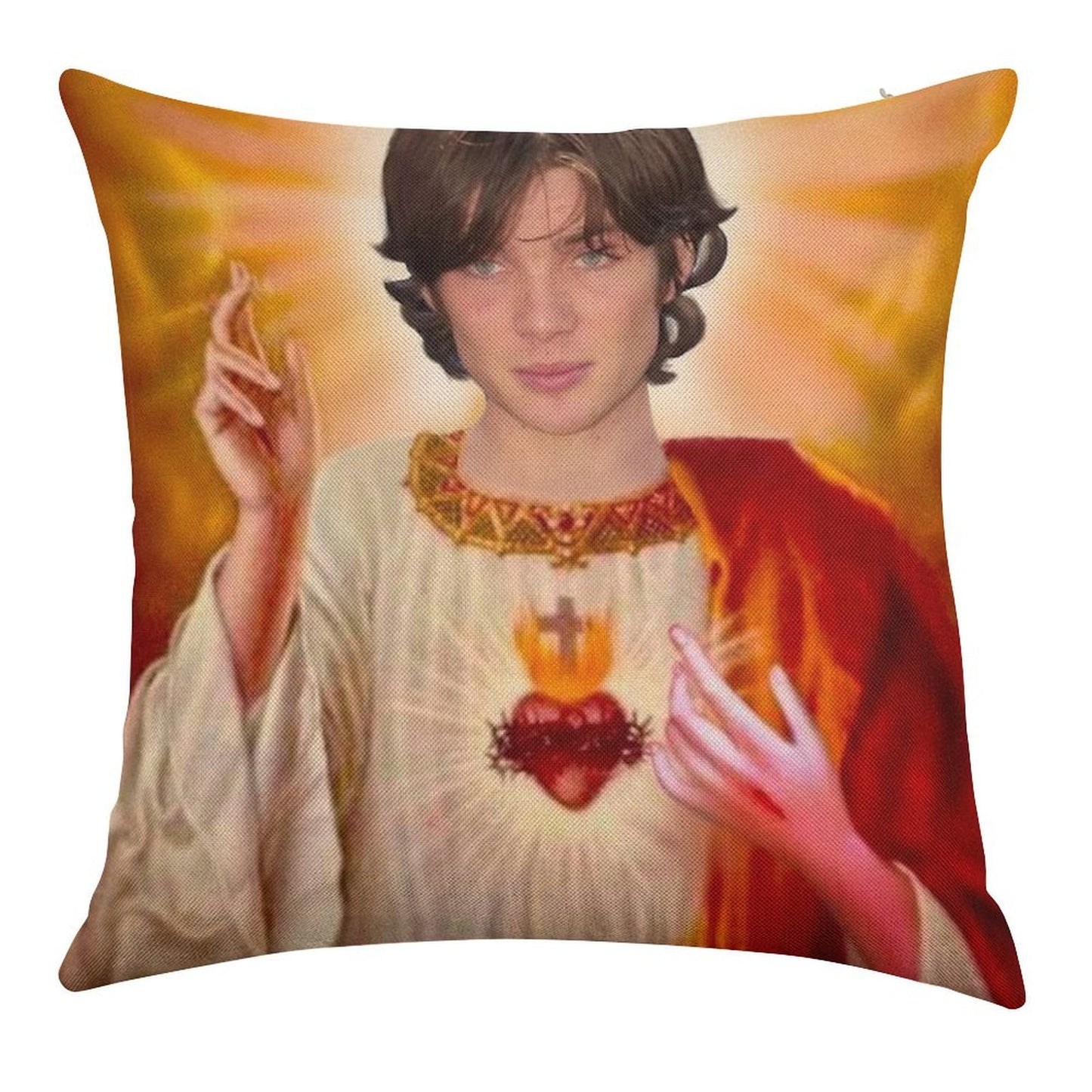 Holy Cillian Murphy Linen Throw Pillow Cover