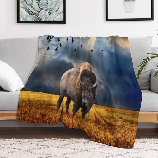 Buffalo On The Plains Throw Blanket