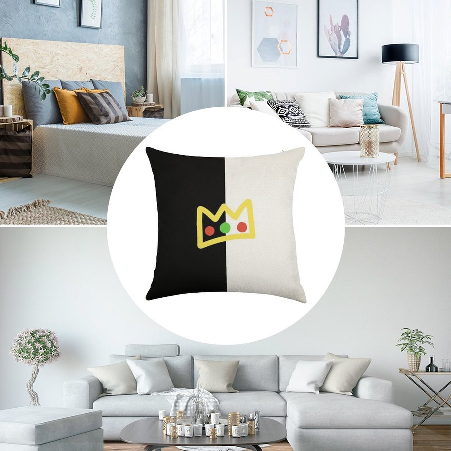 Ranboo Crown Half (long Version) Linen Throw Pillow Cover