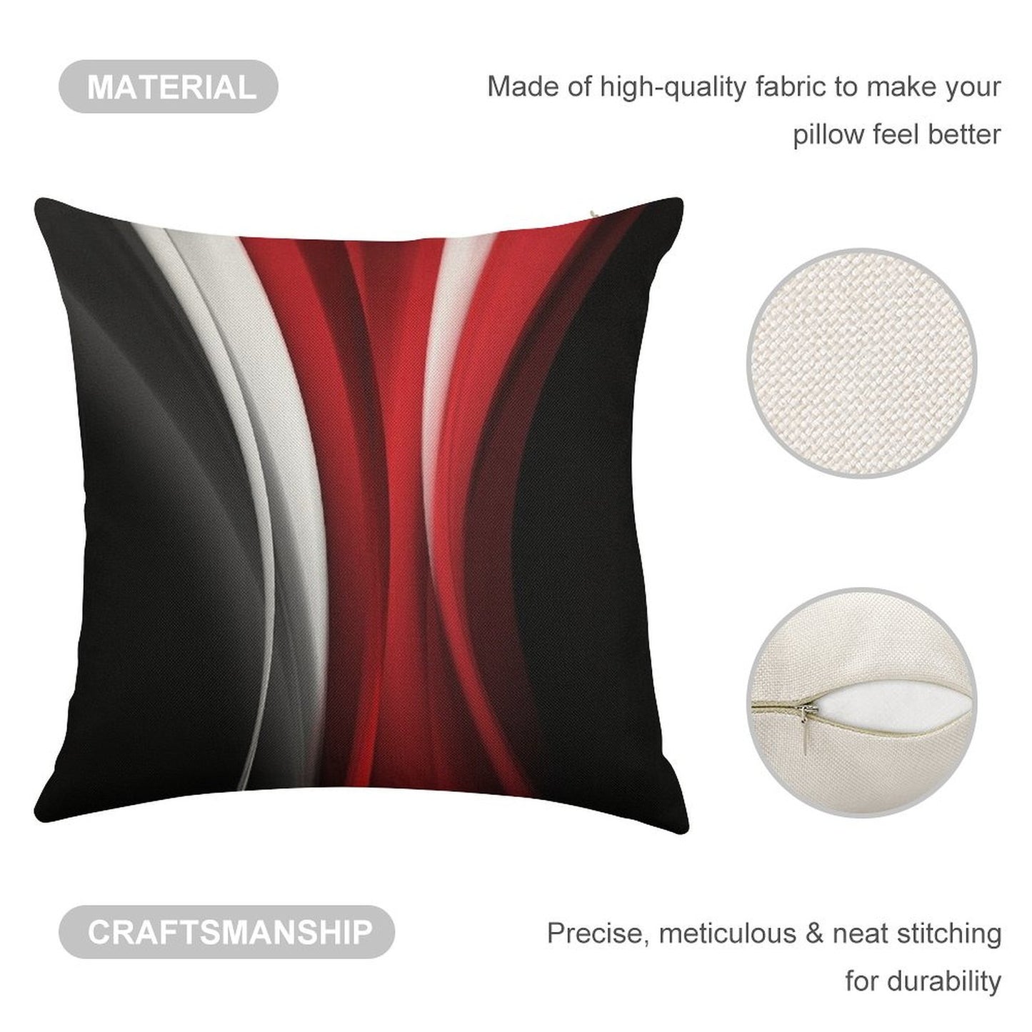 Red And White Linen Throw Pillow Cover