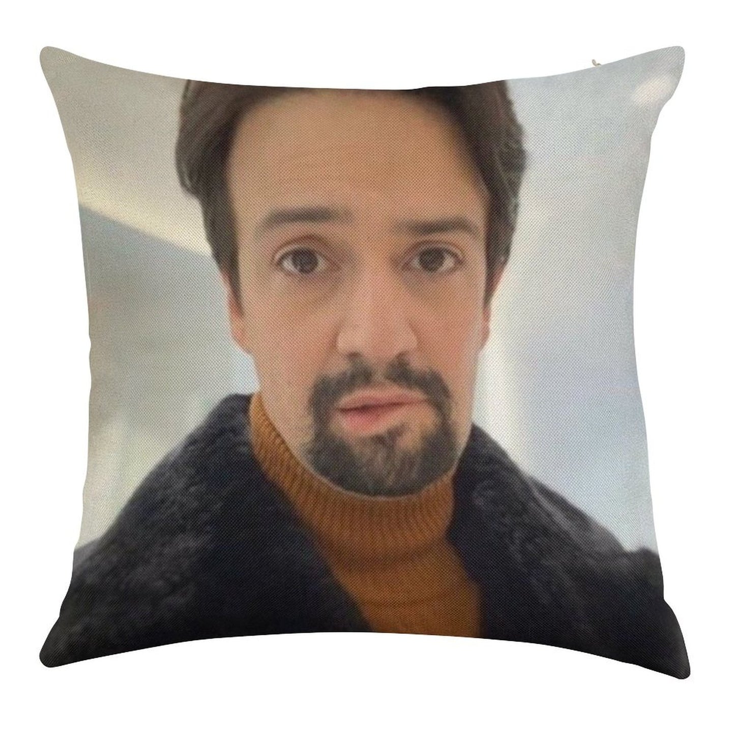 Manuel Miranda Lip Bite Meme Linen Throw Pillow Cover