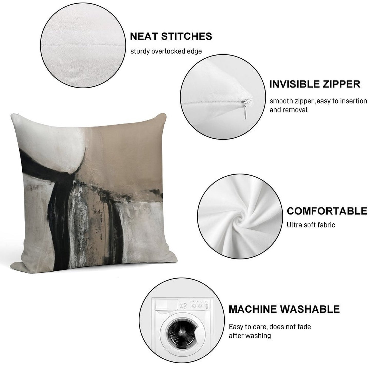 Neutral Abstract Soft Anti-Pilling Throw Pillow