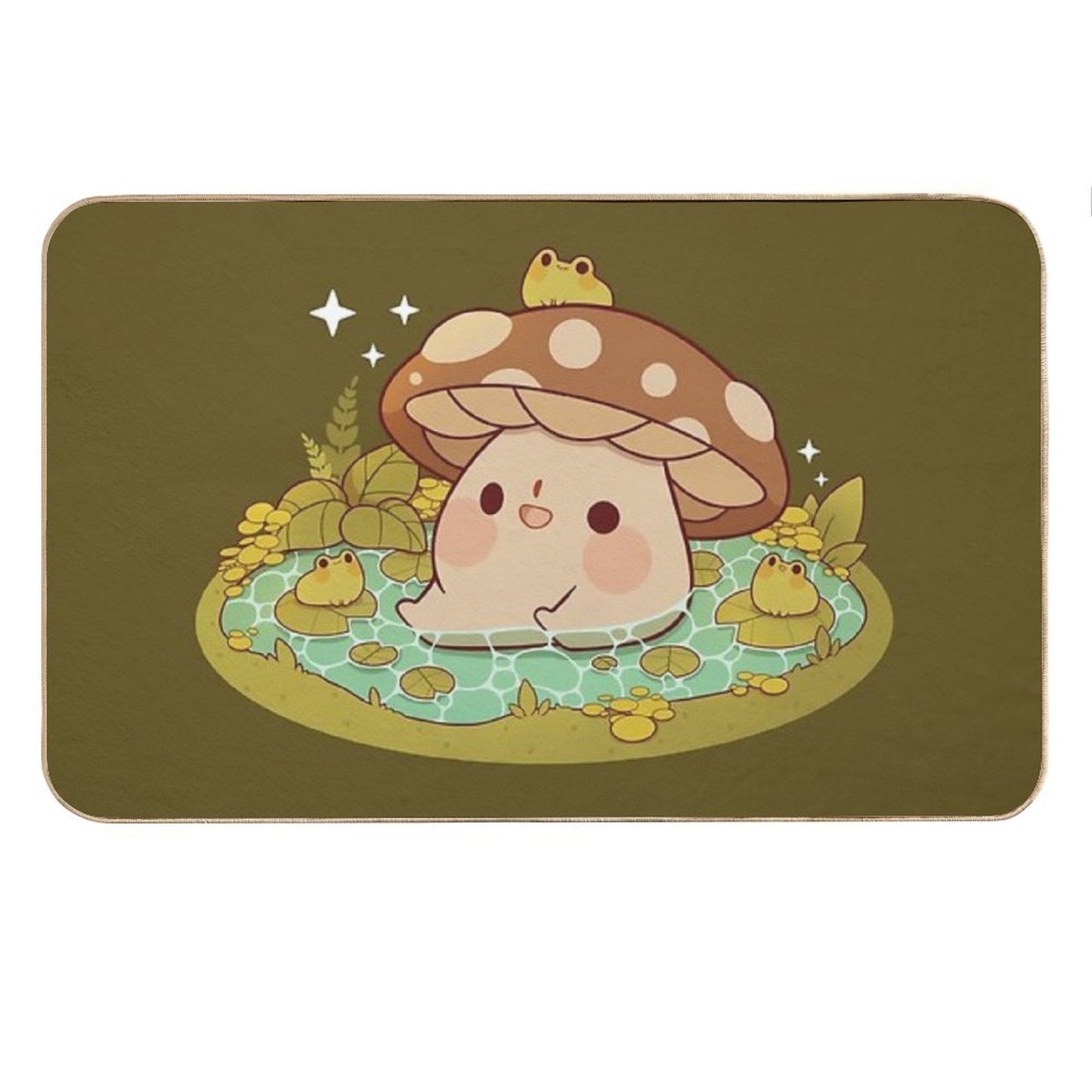 Cute Mushroom in A Frog Pond Bath Mat
