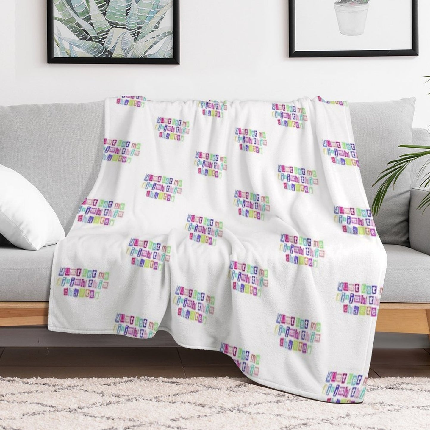Just Let Me Finish This Chapter Cute Text Throw Blanket