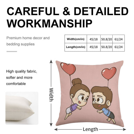 Love Is in The Air - Pibubear Linen Throw Pillow Cover