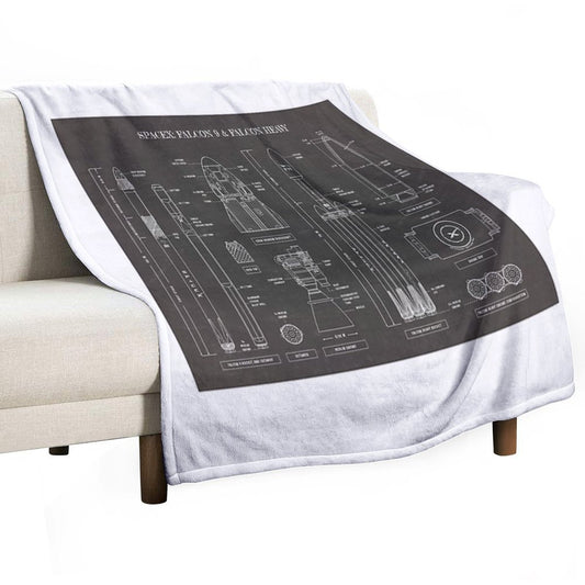 SPACEX Falcon 9 & Falcon Heavy (Blackboard) Throw Blanket