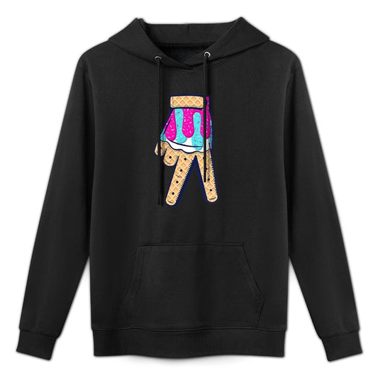 Baseball Ice Cream Drip Boys Home Plate Glove Respect Drip Medium-Weight Fabric Hoodie