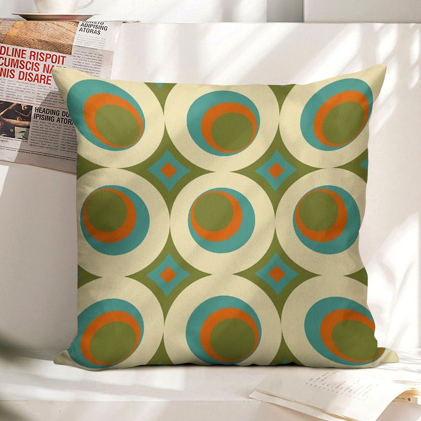 Mid-Century Modern Funk 2 Linen Throw Pillow Cover