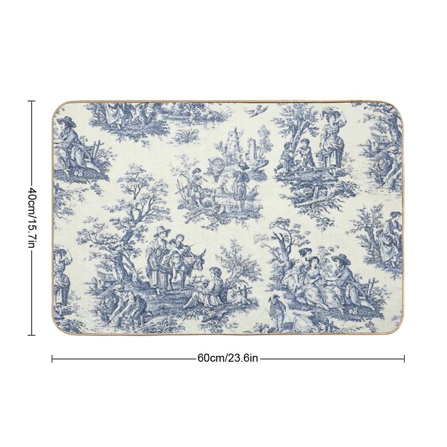 Powder Blue French Toile Picnic Designs Bath Mat